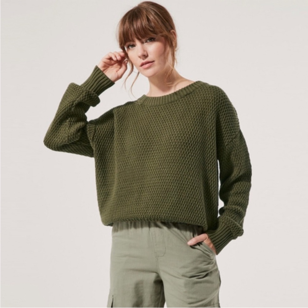 Pact Olive Green Crewneck Sweater